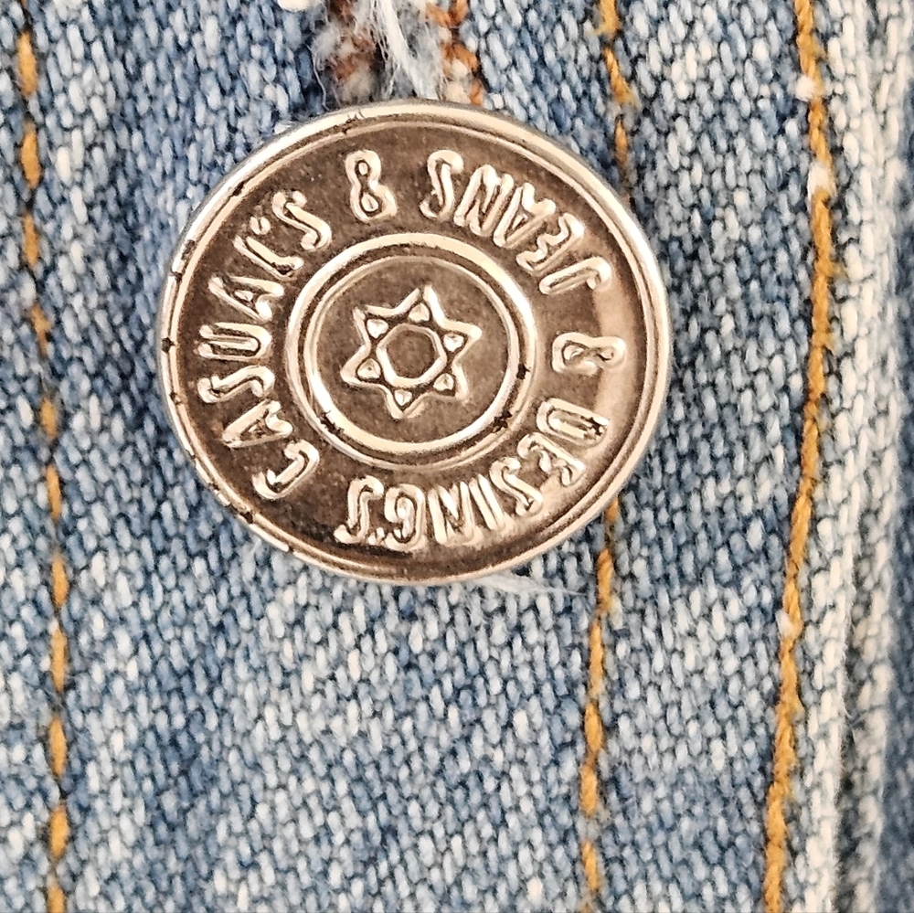 Boho Retro Western Cow Girl Denim Shirt Dress Button Front Plaid Accent Size S - Picture 7 of 13